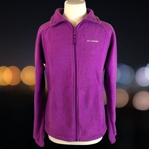 Columbia Fleece Full Zip Up Jacket Purple Woman’s Size M Zip Pockets